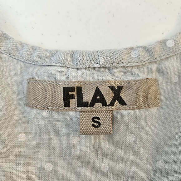 FLAX 100% Linen Polka Dot Tank Top Womens Oversized Small Light Gray Minimalist - Picture 3 of 7